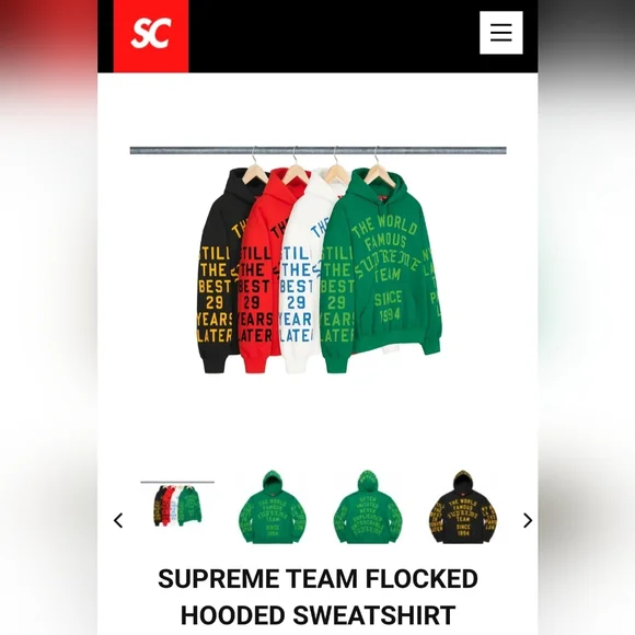 Supreme Team Flocked Hooded Sweatshirt *SS23* *NWT*